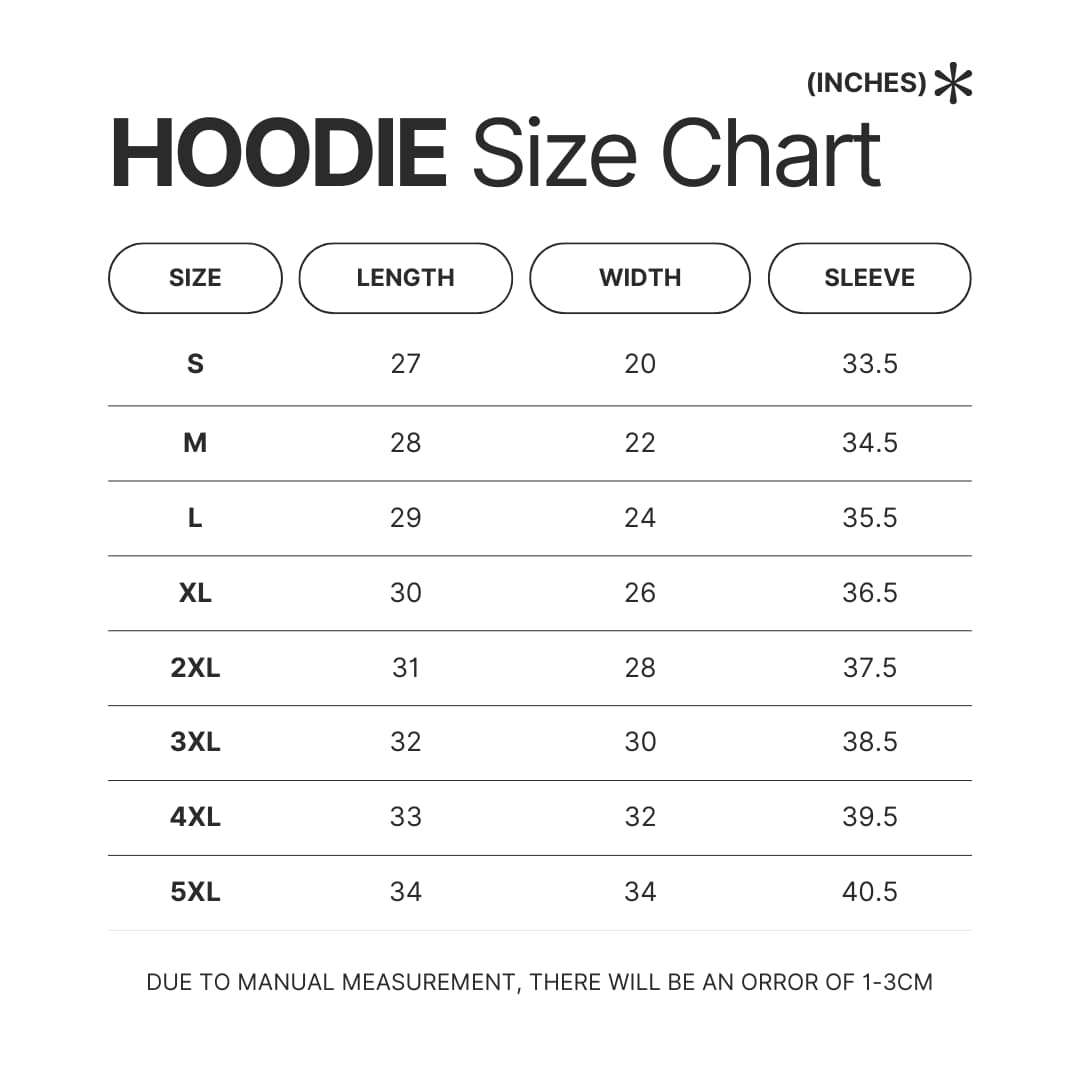 Hoodie Size Chart - Astro Bot Store
