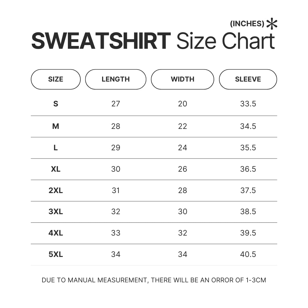 Sweatshirt Size Chart - Astro Bot Store
