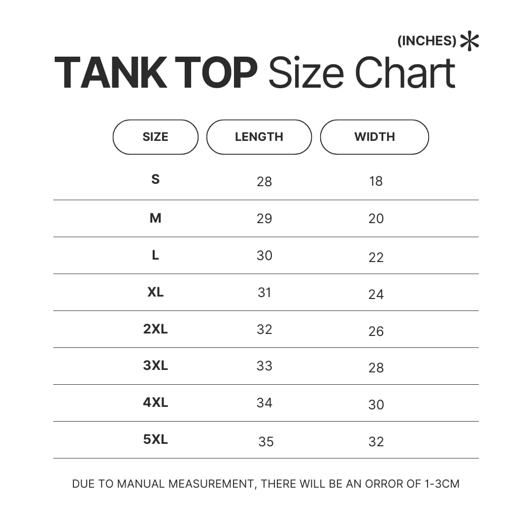 Tank Top Size Chart - Astro Bot Store