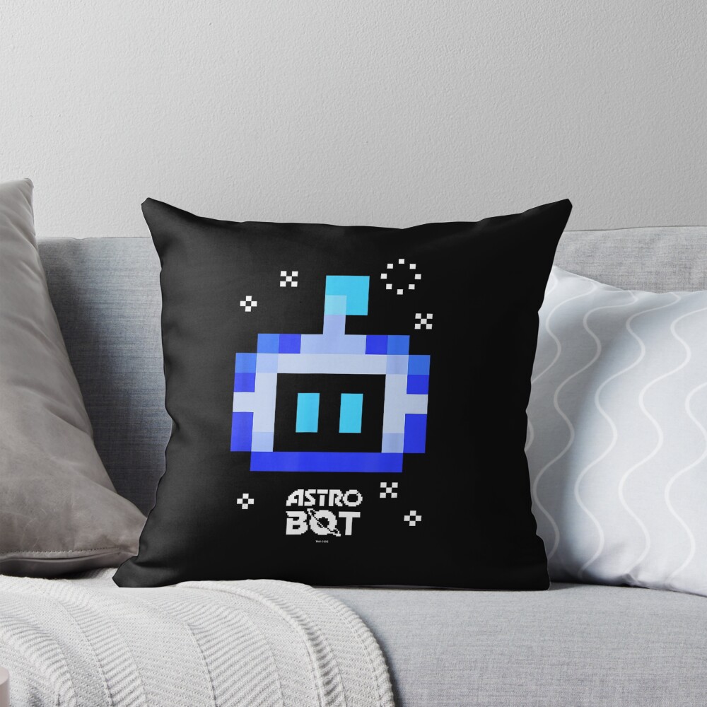 Astro Bot Pixel Rescue Poster Design Today Graphic Throw Pillow