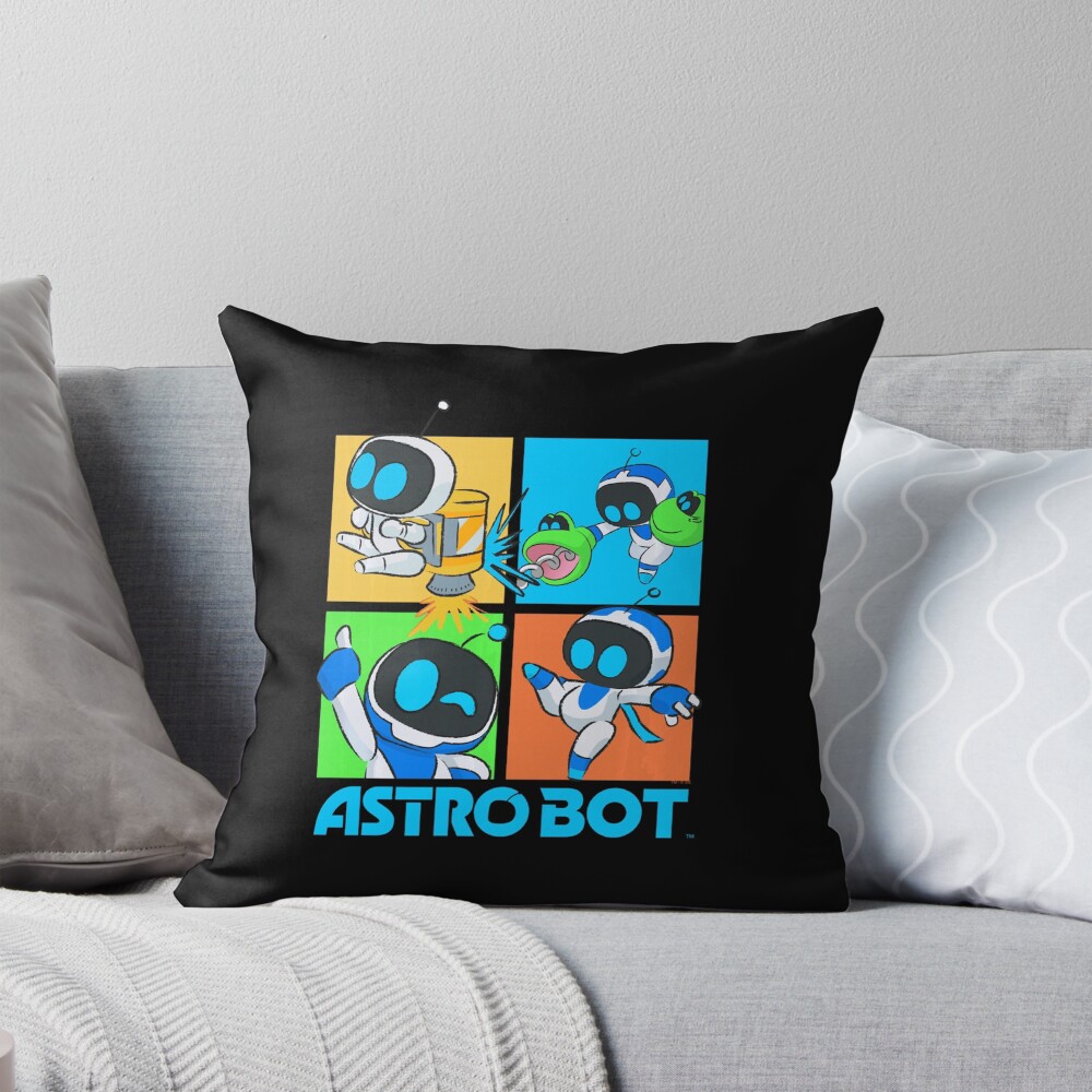 Astro Bot Team Rescue Poster Design Today Graphic Throw Pillow