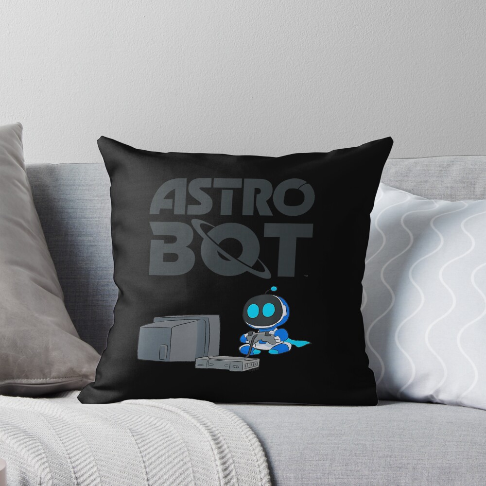 Astro Bot Classic Rescue Poster Design Today Graphic Throw Pillow