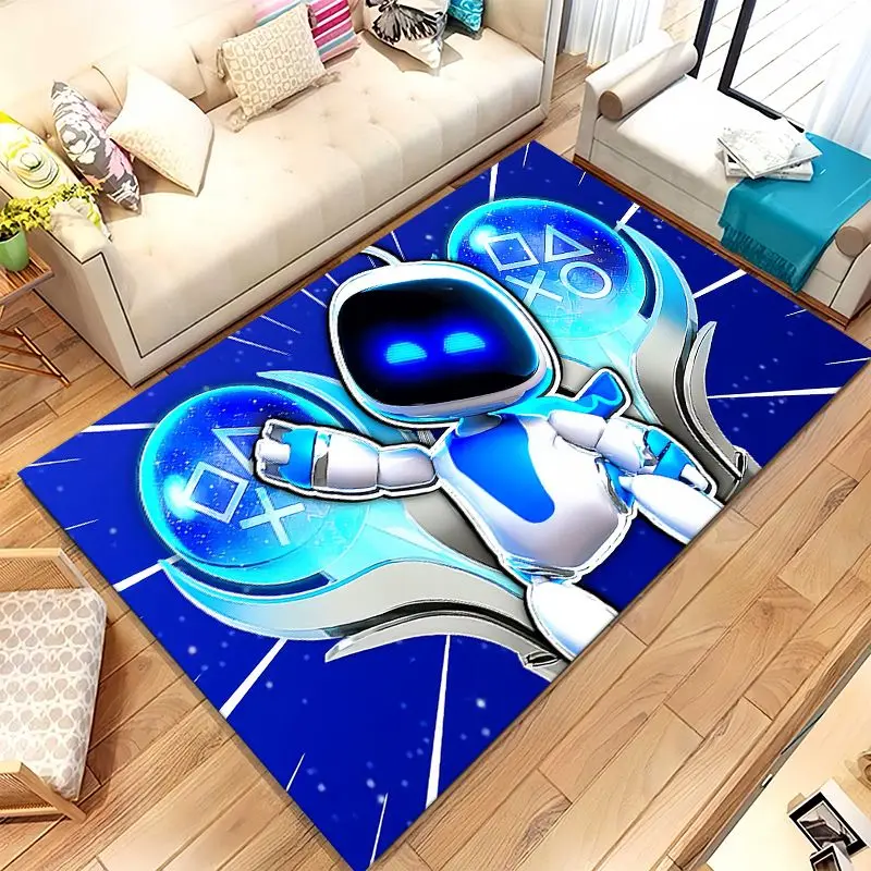 Playful Astro Bot Cartoon Space Area Rug